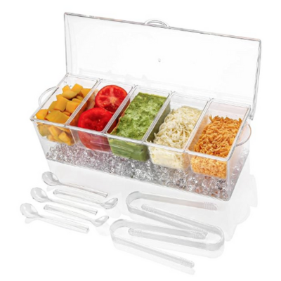Ice Chilled 5 Compartment Condiment Server Caddy